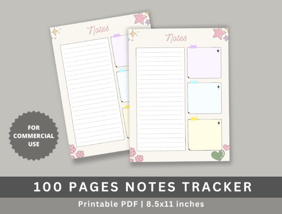 100 Pages Notes Tracker KDP