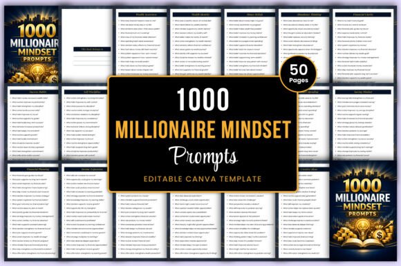 1000 Millionaire Mindset Prompts Canva