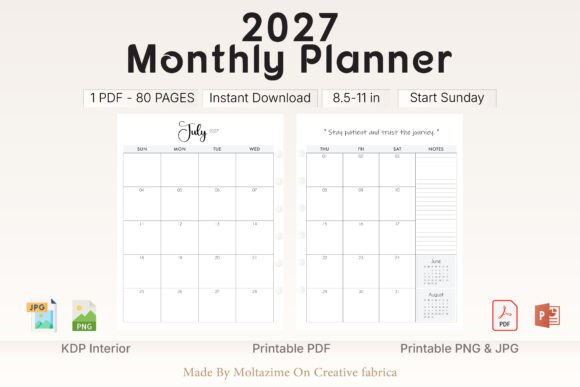 2027 Monthly Planner Printable